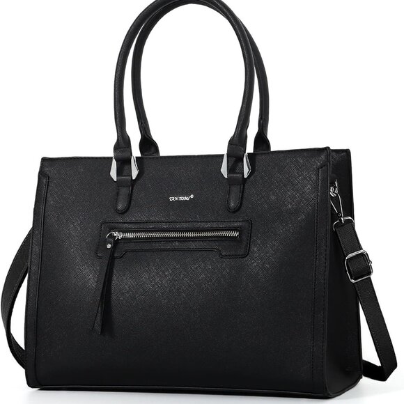 Vegan Leather Medium Satchel Purse for Women Multiple Compartments Tote - Picture 1 of 7